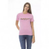 T-shirt chic in cotone girocollo rosa - L
