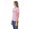 T-shirt chic in cotone girocollo rosa - L