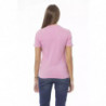 T-shirt chic in cotone girocollo rosa - L