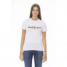 Elegante maglietta girocollo in cotone bianco - M