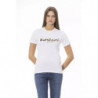 Elegante maglietta girocollo in cotone bianco - L