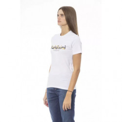 Elegante maglietta girocollo in cotone bianco - L