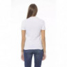 Elegante maglietta girocollo in cotone bianco - L
