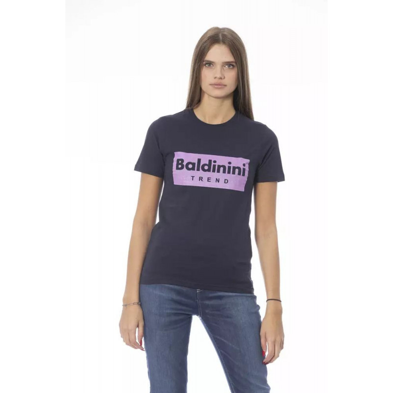 T-shirt girocollo blu chic a maniche corte - L