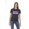 T-shirt girocollo blu chic a maniche corte - L