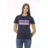 T-shirt girocollo blu chic a maniche corte - L