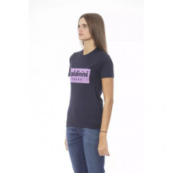 T-shirt girocollo blu chic a maniche corte - L