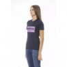 T-shirt girocollo blu chic a maniche corte - L