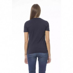 T-shirt girocollo blu chic a maniche corte - L