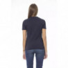 T-shirt girocollo blu chic a maniche corte - L