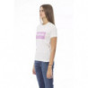 T-shirt girocollo in cotone bianco chic - S