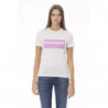 T-shirt girocollo in cotone bianco chic - M