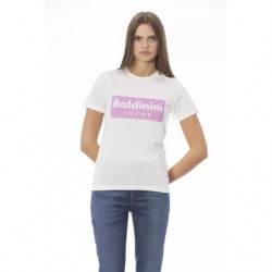 T-shirt girocollo in cotone bianco chic - L