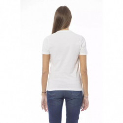 T-shirt girocollo in cotone bianco chic - L