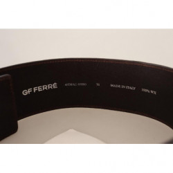 Cintura vita fibbia ampia logo vera pelle marrone - 70 CM / 28 INCHES