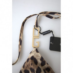 Top bikini da spiaggia cinturino metallo DG marrone leopardato - IT