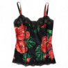 Intimo top a canotta in seta con stampa Anthurium nero - IT2 - S