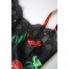 Intimo top a canotta in seta con stampa Anthurium nero - IT2 - S