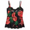 Intimo top a canotta in seta con stampa Anthurium nero - IT2 - S