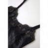 Intimo superiore canotta indumenti da notte seta pizzo nero - IT3 - M