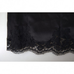 Intimo superiore canotta indumenti da notte seta pizzo nero - IT3 - M