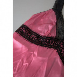 Intimo superiore canotta indumenti da notte seta pizzo rosa - IT2 - S