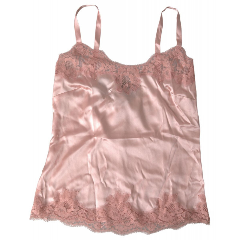Intimo top a canotta in seta di pizzo rosa antico - IT3 - M