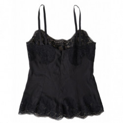 Intimo canotta indumenti da notte seta pizzo nero - IT36-XXS