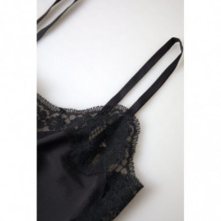 Intimo canotta indumenti da notte seta pizzo nero - IT36-XXS