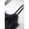 Intimo canotta indumenti da notte seta pizzo nero - IT36-XXS