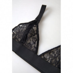 Intimo reggiseno elasticizzato nylon pizzo floreale nero - IT40-S