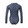 Body in viscosa blu con logo allover - M