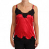 Top intimo canotta raso seta pizzo floreale rosso - IT2 - S