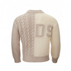 Maglione in misto lana effetto maglia fatta a mano con logo - S