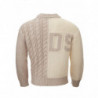 Maglione in misto lana effetto maglia fatta a mano con logo - S