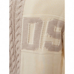 Maglione in misto lana effetto maglia fatta a mano con logo - S