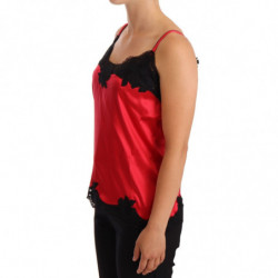 Top intimo canotta raso seta pizzo floreale rosso - IT2 - S