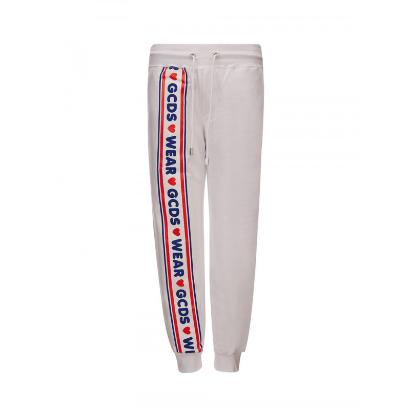 Pantaloni della tuta bianchi da jogging con logo - S