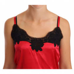 Top intimo canotta raso seta pizzo floreale rosso - IT2 - S