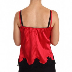 Top intimo canotta raso seta pizzo floreale rosso - IT2 - S