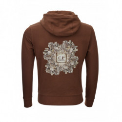Felpa con cappuccio in cotone marrone con logo - XS