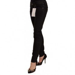 Jeans skinny in denim a vita bassa in cotone nero - W26 - IT40