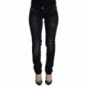 Jeans denim casual da donna skinny in cotone lavato nero - IT40-S