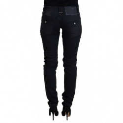 Jeans denim casual da donna skinny in cotone lavato nero - IT40-S