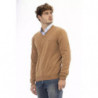 Sergio Tacchini Elegante Maglione Beige in Lana con Scollo a V - L