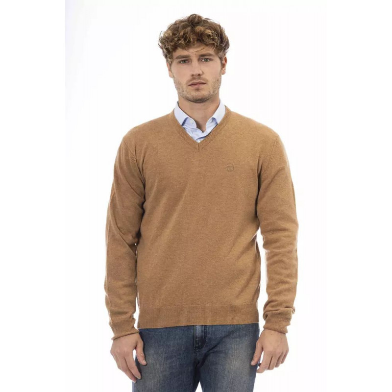 Sergio Tacchini Elegante Maglione Beige in Lana con Scollo a V - XL