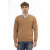 Sergio Tacchini Elegante Maglione Beige in Lana con Scollo a V - XL