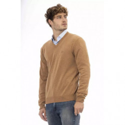 Sergio Tacchini Elegante Maglione Beige in Lana con Scollo a V - XL