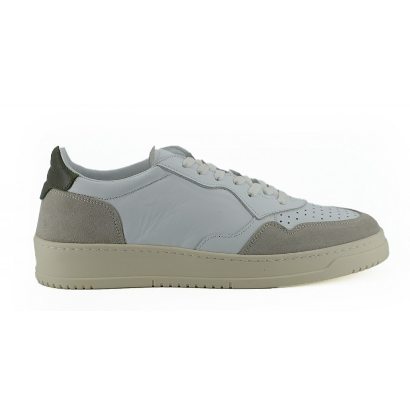Sneakers basse in pelle bianca e beige - EU45/US12