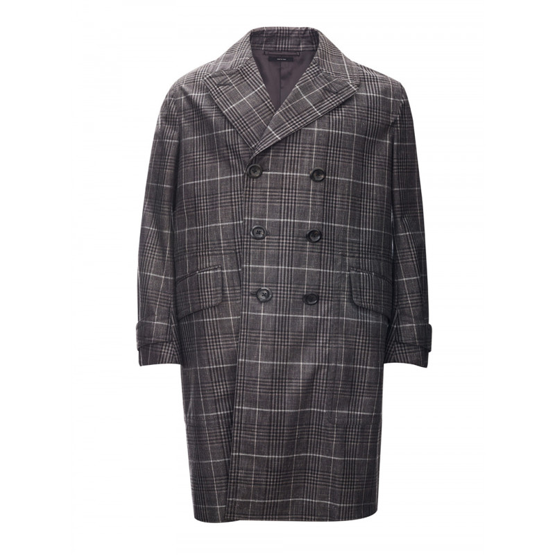 Trench di media lunghezza a quadri grigi - IT48 - L